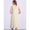 INSPIRE CHIC Women's Linen Sleeveless Crew Neck Shift with Pockets Casual Midi Dress - 4 of 4