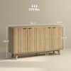 Fluted Sideboard Buffet Cabinet, 55" Coffee Bar Cabinet with 4 Doors, 2 Adjustable Shelves, 5 Wood Legs - 3 of 4