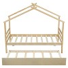 CAVINAS Twin Size Bed House-Shaped Modern Pine Bed Frame with Trundle for Bedroom - 4 of 4
