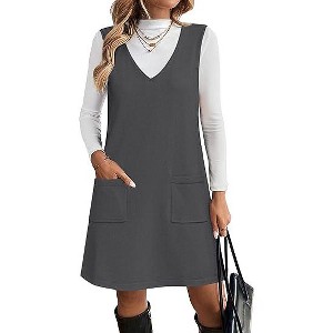 Zeagoo Women's Sweater Vest Dresses for Women 2025 V Neck Sleeveless Knit Pullover Sweater with Pockets Fall Winter Outfits - 1 of 4