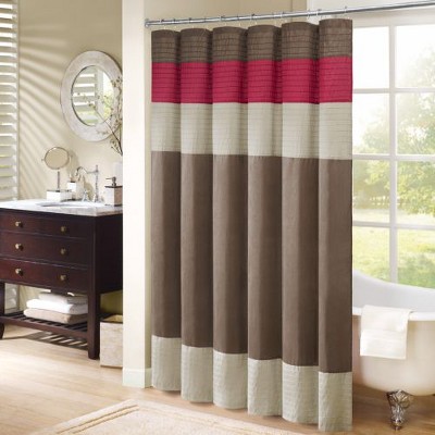 Sapphtopaz Faux Silk Dupioni Shower Curtain with Pintuck Detailing, 72x72" Colorblock Design Shower Curtain for Bathroom with Light Sheen