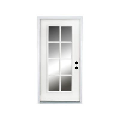 Lirago 36 x 80 Left Hand Inswing White Fiberglass Front doors with Brickmould 6-9/16" Vinyl Frame Low-E Glass