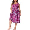 Agnes Orinda Women's Plus Size Square Neck Sleeveless Floral Flowy Stretchy Waist Midi A-Line Sundresses - 2 of 4