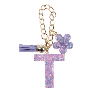Unique Bargains Star Sequin Letter T Flower Tassel Water Cup Pendant Purple 1 Pc - 1 of 4