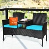 Tangkula Outdoor Patio Rattan Wicker Conversation Set Loveseat Sofa with Coffee Table - 3 of 4