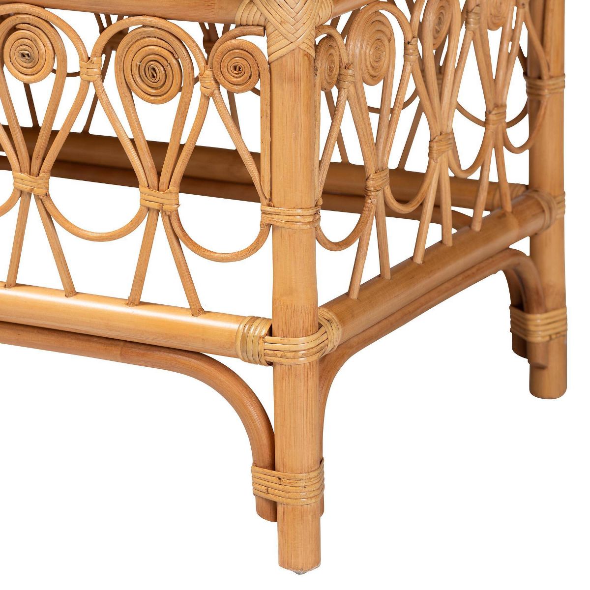 bali & pari Ibiza Rattan Bench White/Light Honey: Handcrafted, Plush Cushion, No Assembly Required - thumbnail 5
