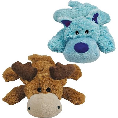 KONG Cozie Marvin The Moose Plush Dog Toy and Medium Cozie Baily The Blue Dog Toy Bundle