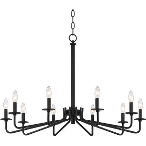 Franklin Iron Works Manfred Black Metal Chandelier 36" Wide Modern Industrial 10-Light Fixture for Dining Room House Foyer Kitchen Island Entryway - 1 of 4