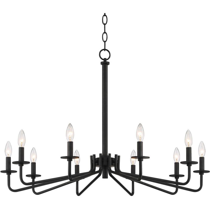 Franklin Iron Works Manfred Black Metal Chandelier 36" Wide Modern Industrial 10-Light Fixture for Dining Room House Foyer Kitchen Island Entryway, 1 of 10