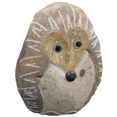 Hand-Carved Natural Granite 6" Standing Hedgehog Garden Accent