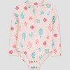 Carter's Just One You®️ Toddler Girls' Long Sleeve Starfish And Fish Printed One Piece Rash Guard - Pink - 3 of 3