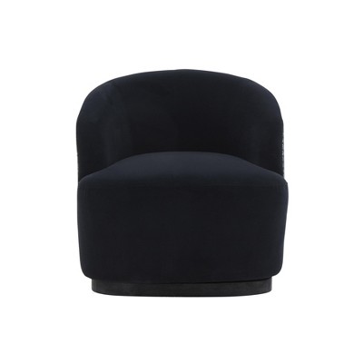 Handcrafted Black Velvet Swivel Barrel Chair