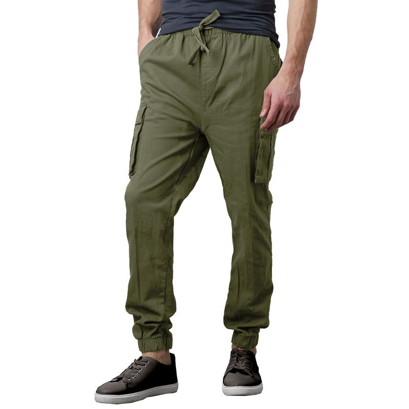 Galaxy By Harvic Men's Slim Fit Cotton Stretch Twill Cargo Joggers, 1 of 5