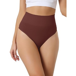Allegra K Women's High-Waisted Tummy Control Invisible Stretchy Comfortable Thong - 1 of 4