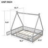 CAVINAS Full Size Wood Montessori Bed with Safety Guardrails,Modern Tent-Shaped Floor Bed with Slats Bed and Door,Toddler Bed for Bedroom - 3 of 4