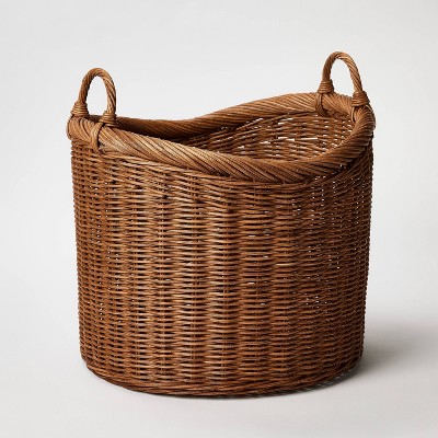 Image of Round Vintage French Tall Wicker Basket - Threshold™ designed with Studio McGee