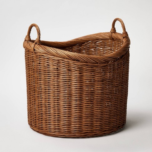 Low, Wide Wicker Basket – Antiquities Warehouse