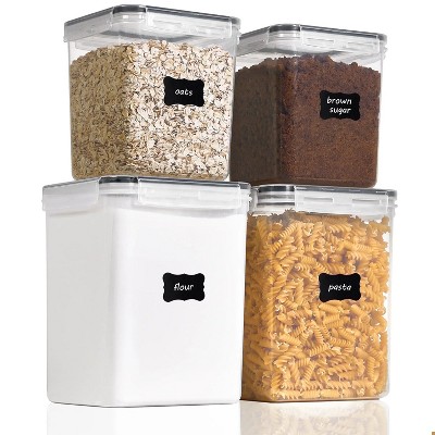 LunaLulinlk Airtight Storage Jars, 4 Pieces Large Food Storage Containers for Flour, Sugar