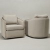 KINWELL 31"W Oak Frame Upholstered Swivel Barrel Armchair, Set of 2 - 3 of 4