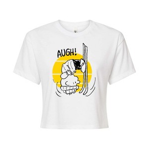 Women's - Peanuts - Charlie Brown Flip Cropped Graphic T-Shirt - 1 of 4