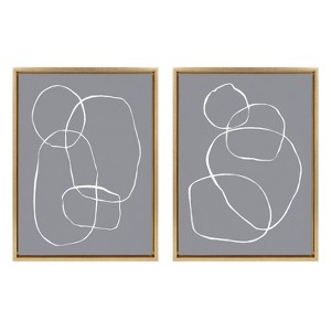(Set of 2) 18" x 24" Sylvie Gray Going in Circles Framed Wall Canvas Set by Teju Reval - Kate & Laurel All Things Decor - 1 of 4