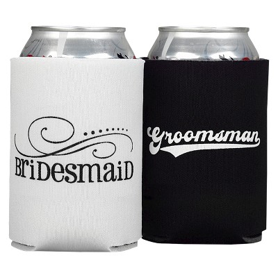 Bridesmaid And Groomsman Can Coolers - Black/White