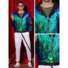 Lars Amadeus Men's Long Sleeves Zip Up Sparkle Metallic Sequins Hoodie Jackets - 4 of 4