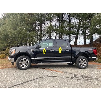 QAA Part WS61316 is a 4 Piece Stainless Steel Window Sill Trim Set That is Compatible for The Ford F-150 Crew Cab 2021-2022 Stainless Trim
