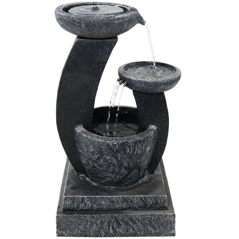 Solar Panel Powered 3 Tiers Casarding Water Fountain Feature with LED Light