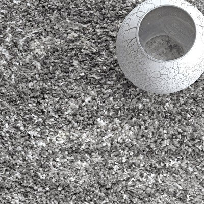 Contemporary Gray 4' x 6' Braided Shag Area Rug