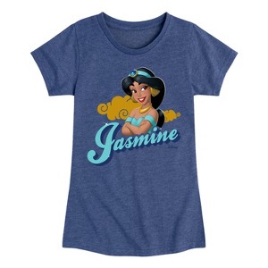 Girls' - Disney Princess - Jasmine Headshot Fitted Short Sleeve Graphic T-Shirt - 1 of 4