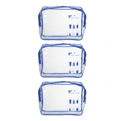 Unique Bargains Women's Transparent Waterproof Business Travel Makeup Bags Blue 3 Pcs