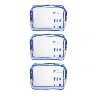 Unique Bargains Women's Transparent Waterproof Business Travel Makeup Bags Blue 3 Pcs - 1 of 4