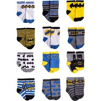 DC Comics Baby Boys’ and Girls’ Socks, Infant socks Ages 0-24 months (Batman)