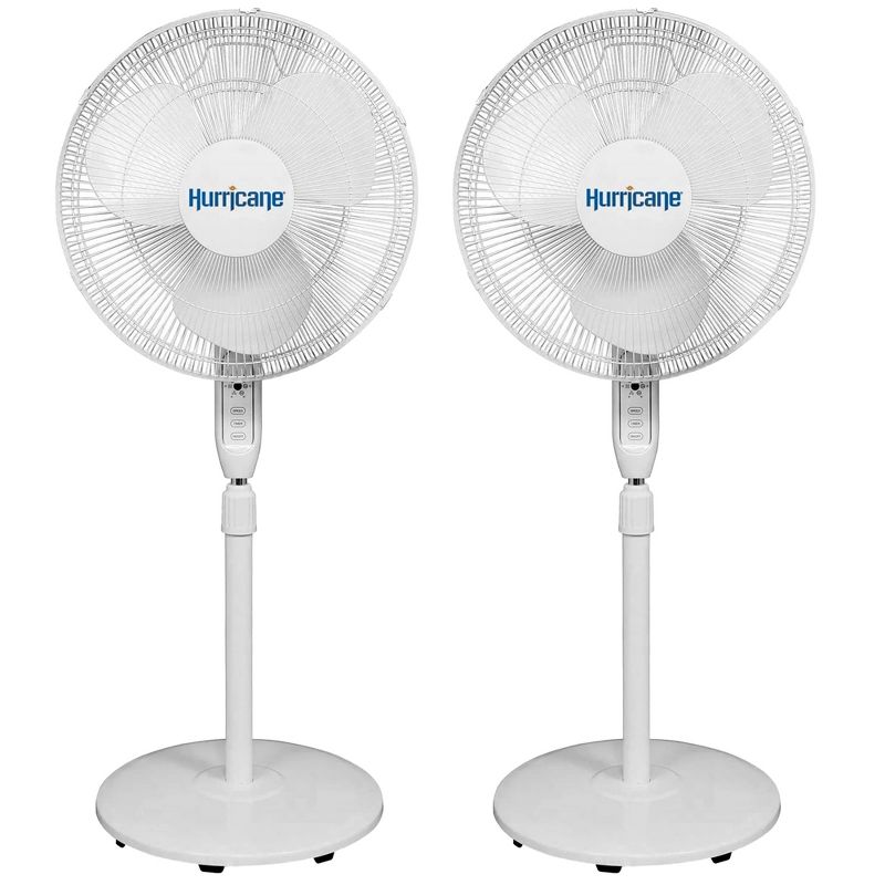Hurricane White 16" Oscillating Remote Controlled Pedestal Fan