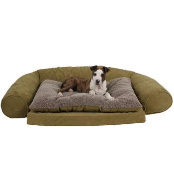 Carolina Pet Solid Faux Gusset Jamison Pillow Dog Bed, Tan, Medium