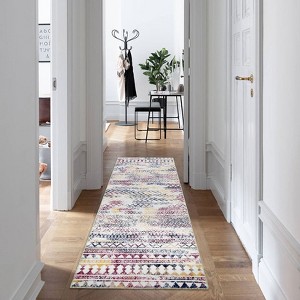 Washable Modern Geometric Printed Rug Non Slip Low Pile Rug Soft Throw Floor Cover Foldable Indoor Carpet for Living Room Bedroom Playroom - 1 of 4