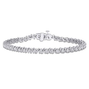 EVERLY JEWELRY | Sterling Silver 2 3/4 CT DEW Created White Moissanite Bracelet, 7.25 inch - 1 of 4