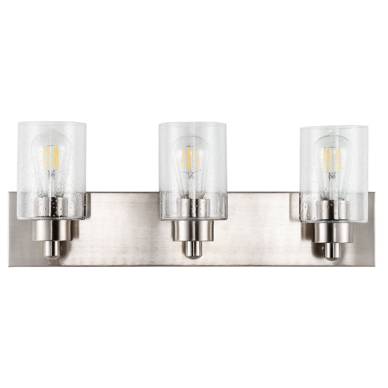 22&#34; LED 3-Light Irving Seeded Glass/Iron Contemporary Wall Sconce Nickel - JONATHAN Y, 4 of 7