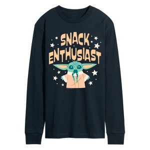 Men's - Star Wars - The Mandalorian Snack Enthusiast Grogu Long Sleeve Graphic T-Shirt - 1 of 4