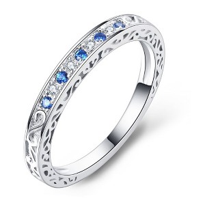 Cynthia Clear Cz Sterling Silver Anniversary Ring Wedding Band Women Ginger Lyne Collection - 1 of 4