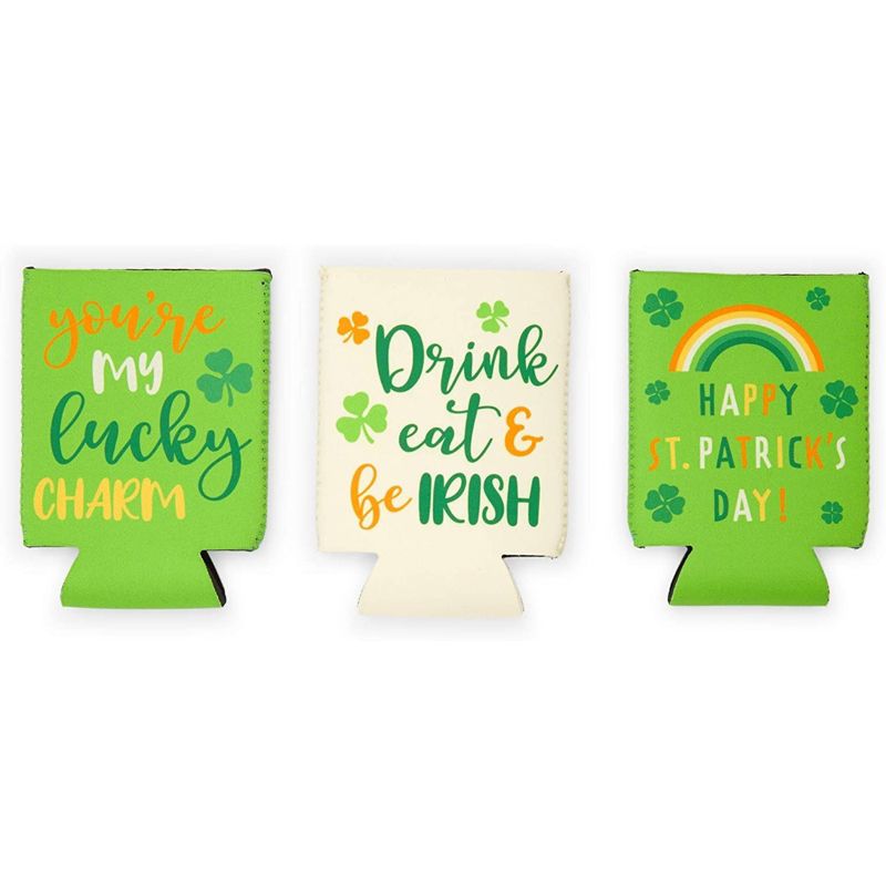 Sparkle and Bash 12 Pack Can Cooler, Bottle Holder for St Patrick Day Party (2.5 x 4.3 in), 5 of 9