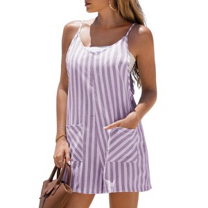 EXLURA Women's Summer Casual Sleeveless Striped Rompers Loose Spaghetti Strap Overalls 2025 Jumpsuits Vacation Beach Outfits - 1 of 4