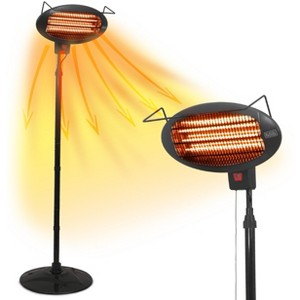 BLACK+DECKER Outdoor Patio Electric Heater, Floor or Wall Mounted, 1500W, 3 settings, Pull Chain Control, Heats Up To 160 Sq. Ft., BHOF04, Black - 1 of 4