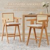 QingMoon Wood Rattan Bar Stools, Woven Cane Counter Height Chairs Set of 2 with Tapering Armrests for Kitchen Island, Living Room, Pub - 2 of 4