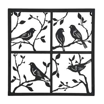 Collections Etc Birds on Branches Metal Wall Decoration Black