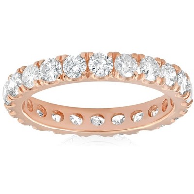 Pompeii3 2Ct Diamond Eternity Ring 14k Rose Gold U Prong Stackable Wedding Band