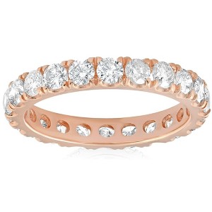 Pompeii3 2Ct Diamond Eternity Ring 14k Rose Gold U Prong Stackable Wedding Band - 1 of 4
