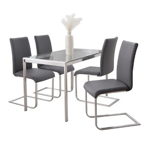 5-Piece Dining Set with Glass Table and 4 Upholstered Chairs - 1 of 4