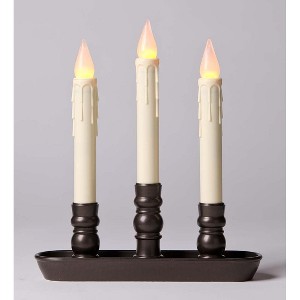 Plow & Hearth Battery-Operated Triple Window LED Window Candle Bronze - 1 of 2